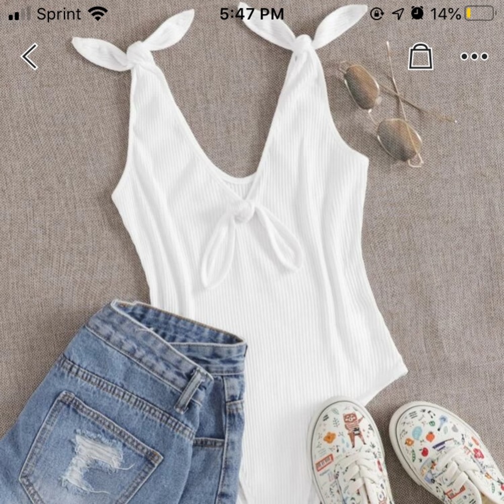Tie up body suit white